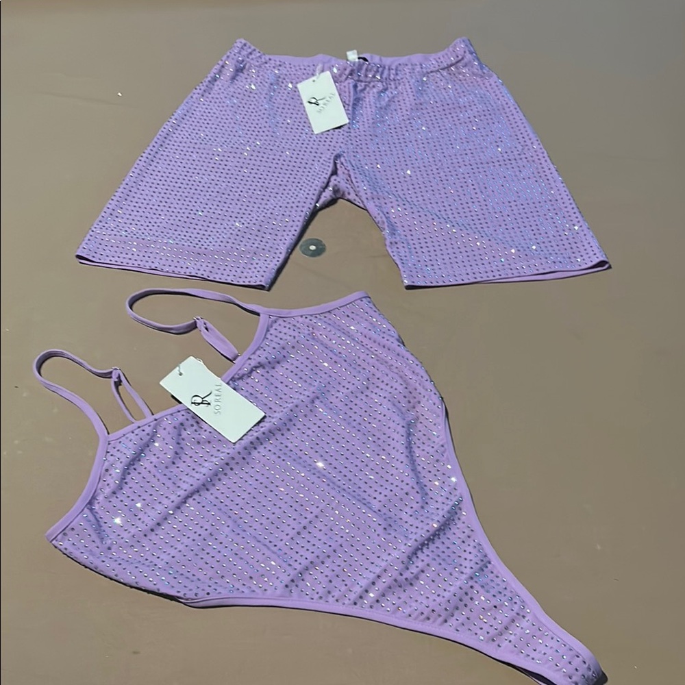 Purple Rhinestone Women's Intimate Set